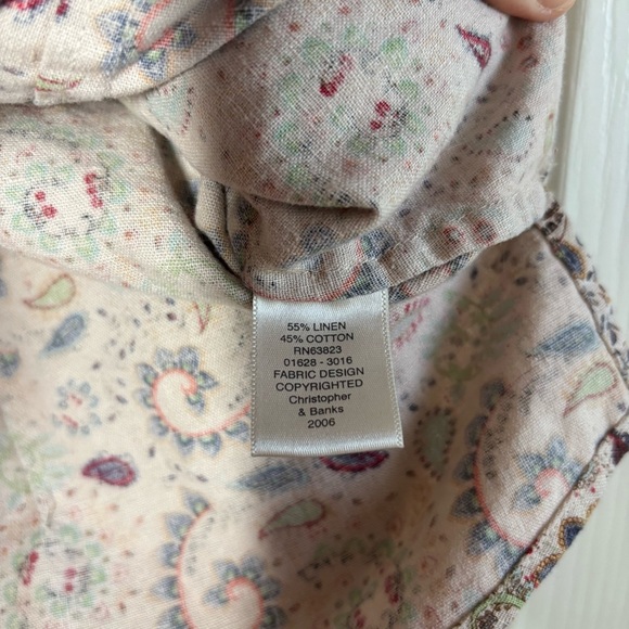 Christopher & Banks Women Button Down Shirt Jacket Small Paisley Coastal Cowgirl - Picture 11 of 12